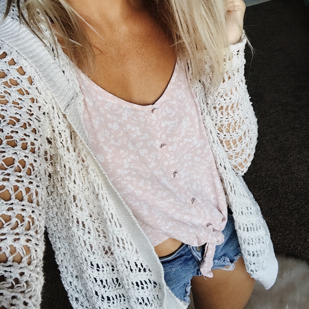 Lucky Brand boho crochet sweater